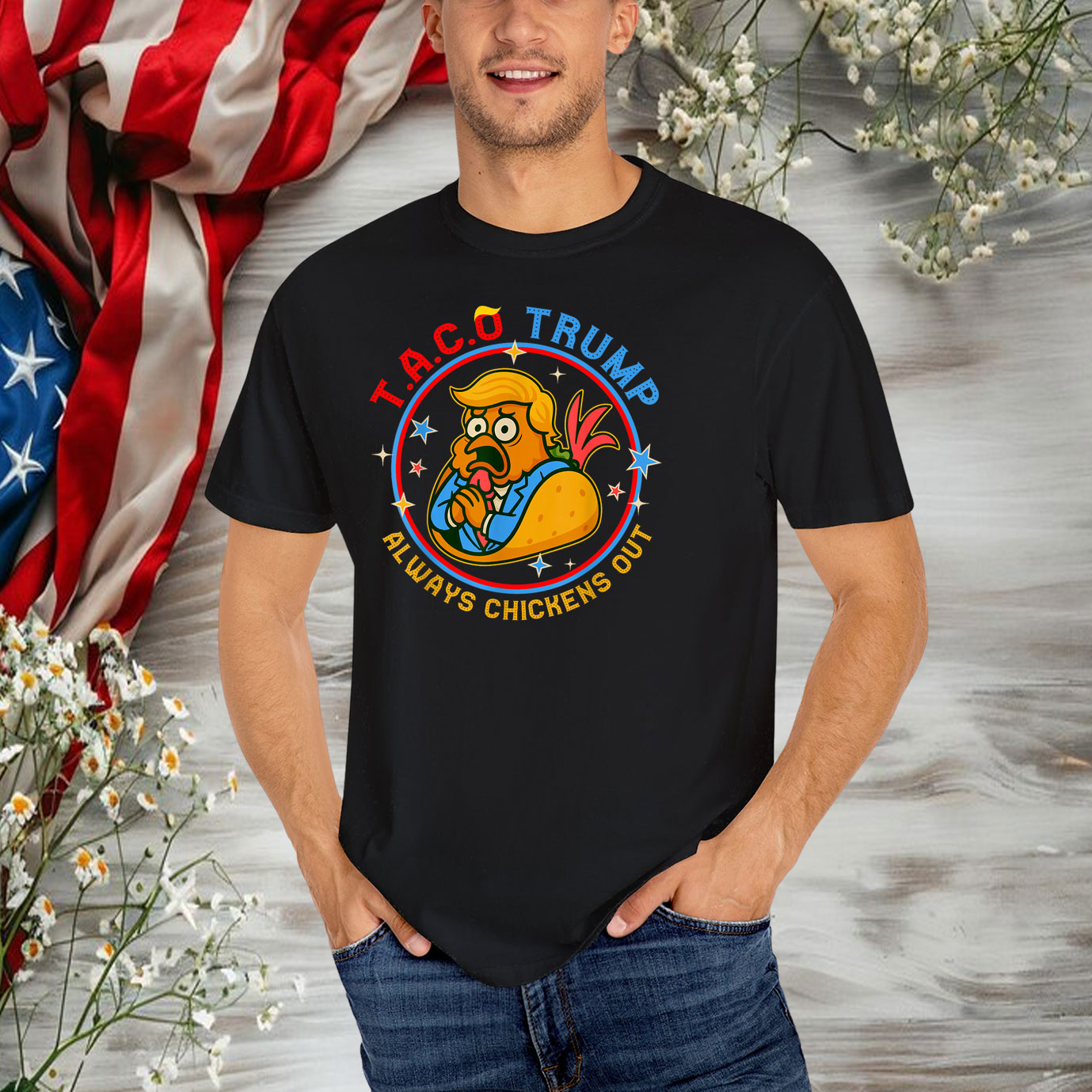 2025 Funny Taco Trump Always Chickens Out T-Shirt
