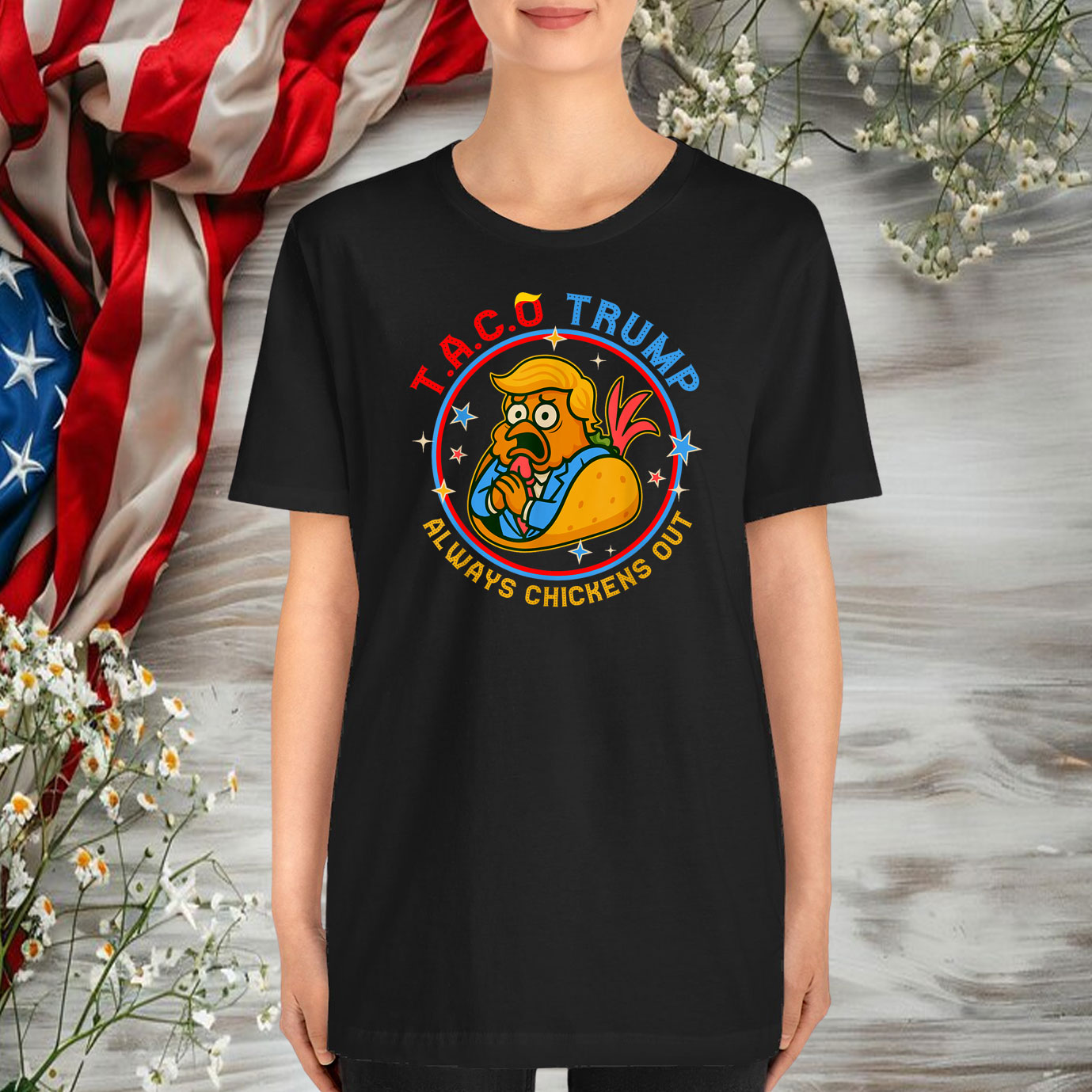 2025 Funny Taco Trump Always Chickens Out T-Shirt