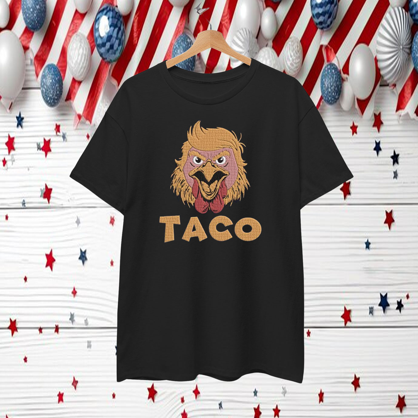 Embroidered Taco Trump Always Chickens Out T-Shirt