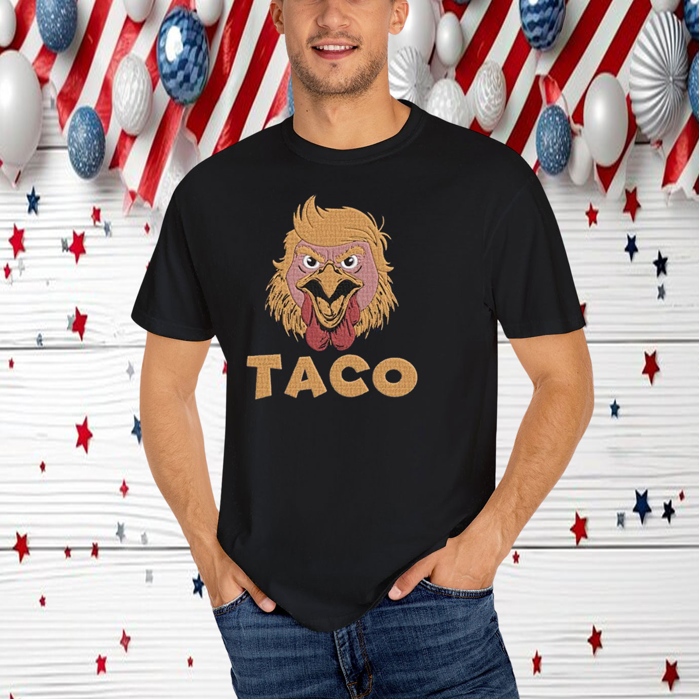 Embroidered Taco Trump Always Chickens Out T-Shirt