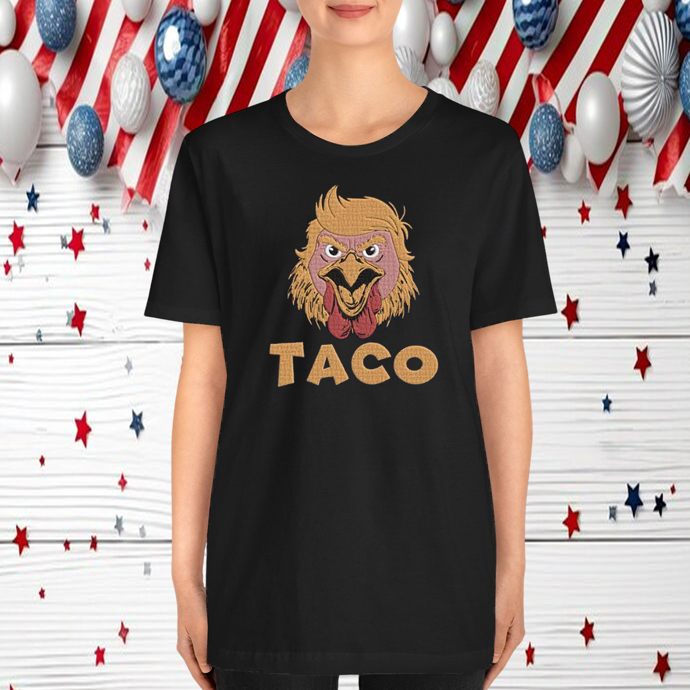 Embroidered Taco Trump Always Chickens Out T-Shirt
