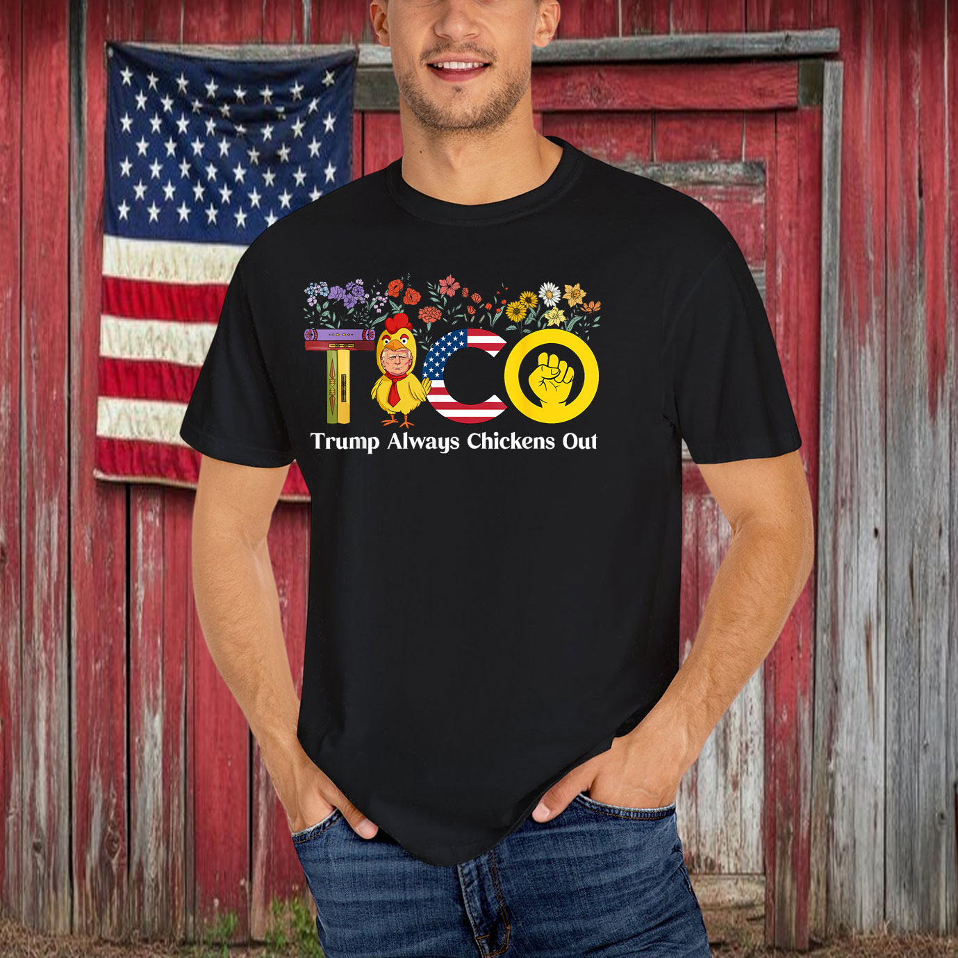 Funny Chicken Meme TACO Trump Always Chickens Out T-Shirt