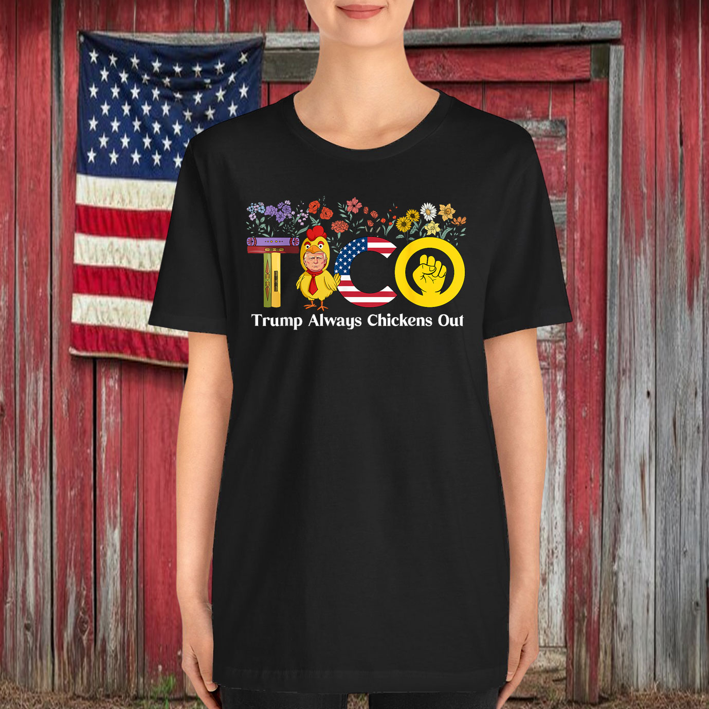 Funny Chicken Meme TACO Trump Always Chickens Out T-Shirt