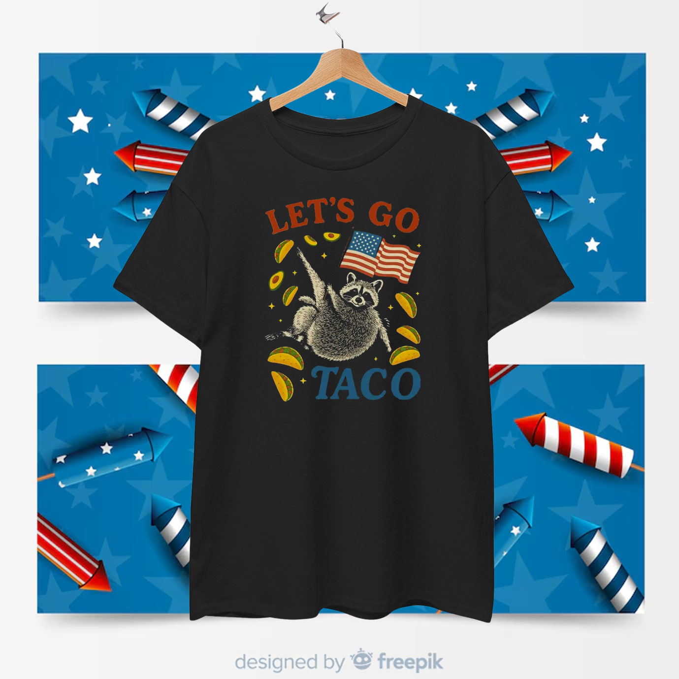 Funny Raccoon Let's Go Taco T-Shirt