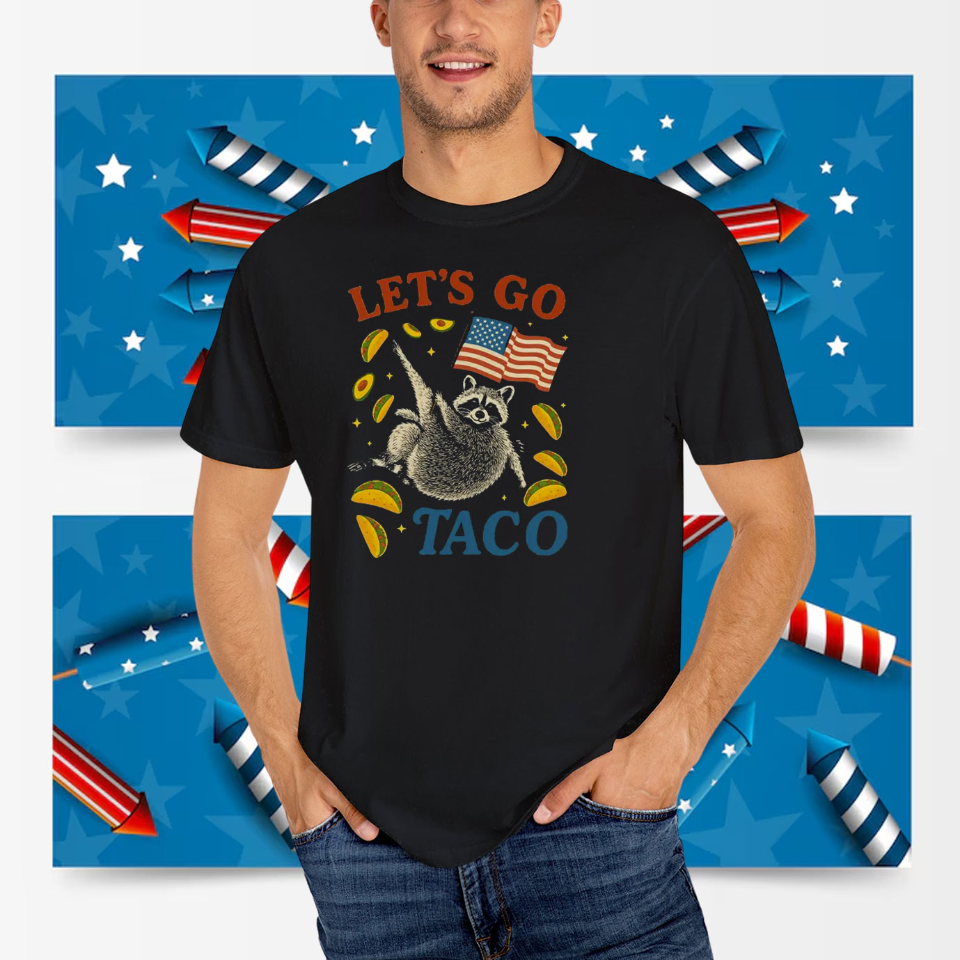 Funny Raccoon Let's Go Taco T-Shirt