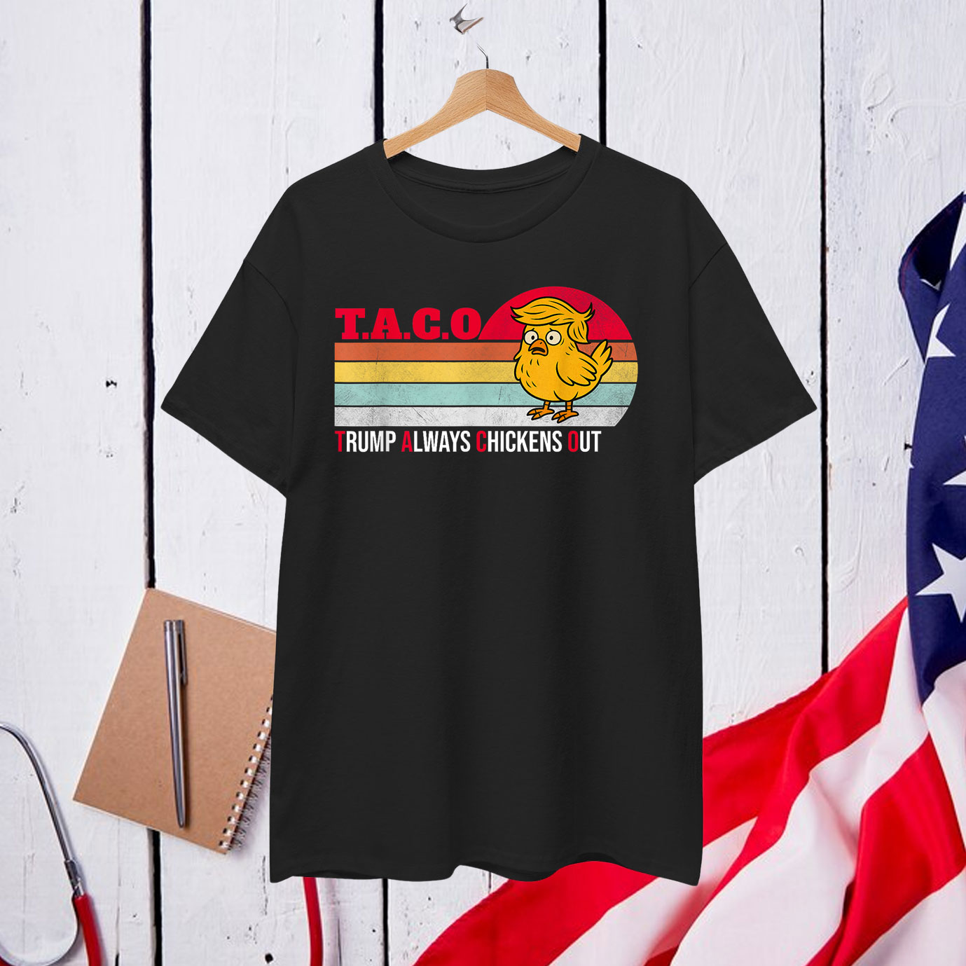 Funny Taco Trump Always Chickens Out Vintage T-Shirt