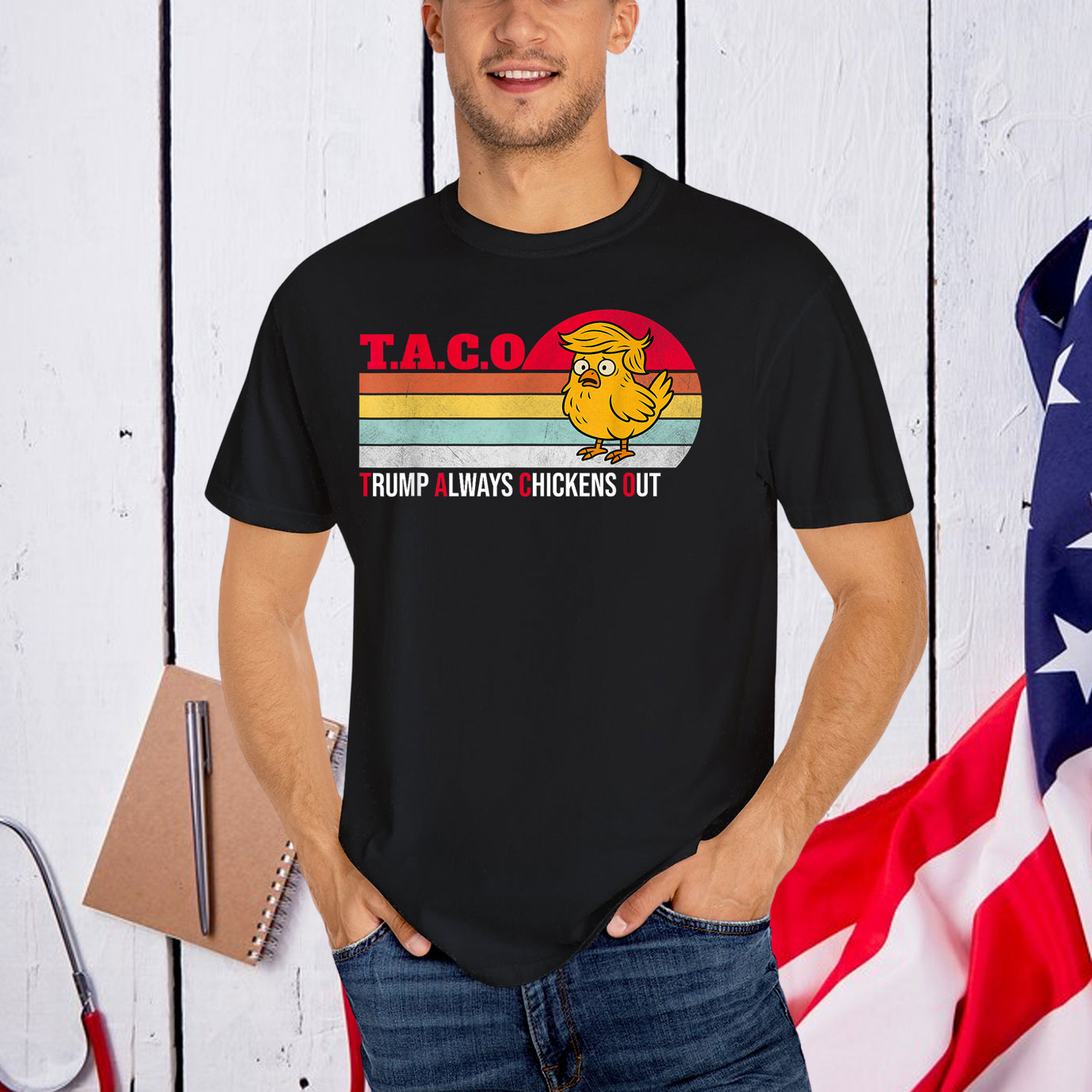 Funny Taco Trump Always Chickens Out Vintage T-Shirt