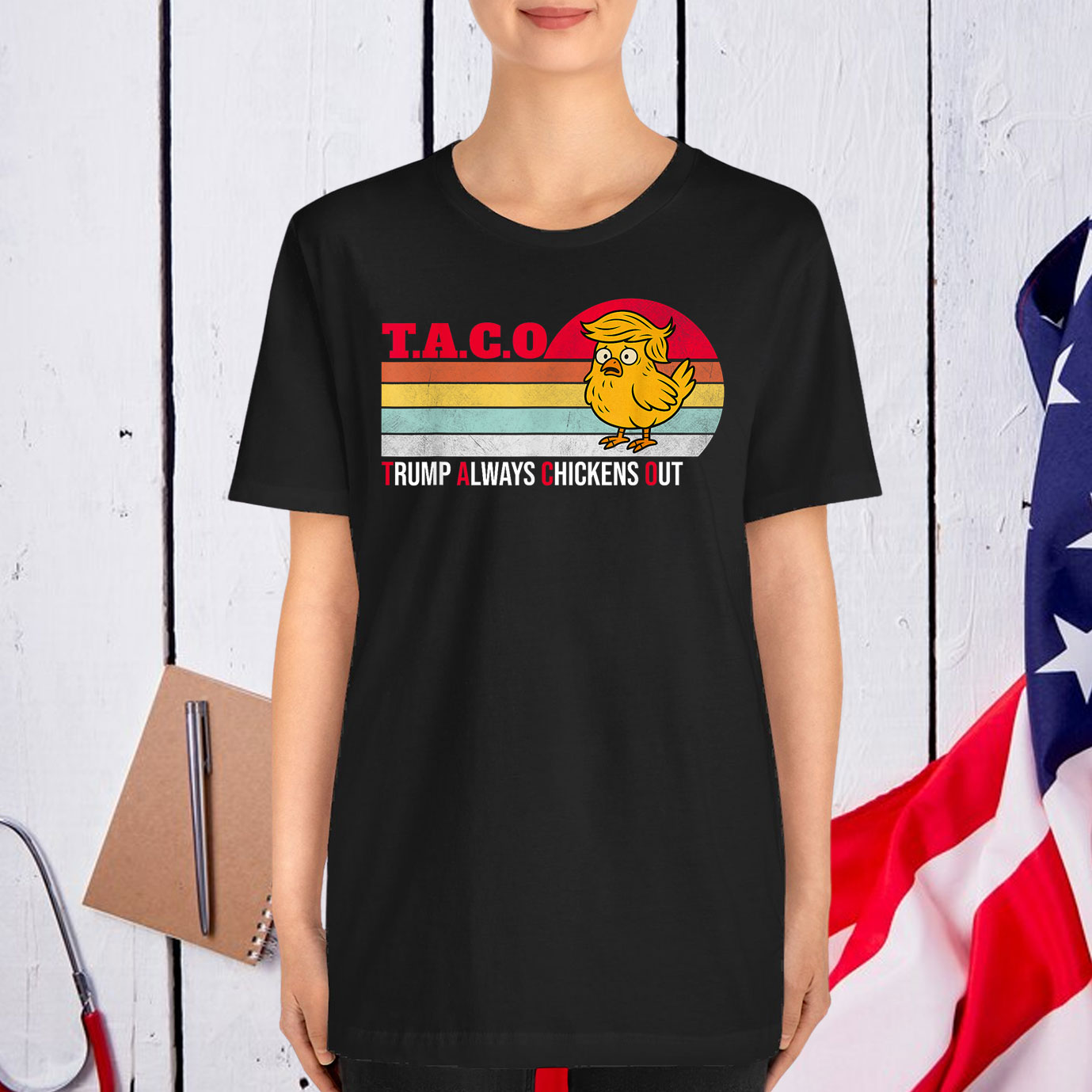 Funny Taco Trump Always Chickens Out Vintage T-Shirt