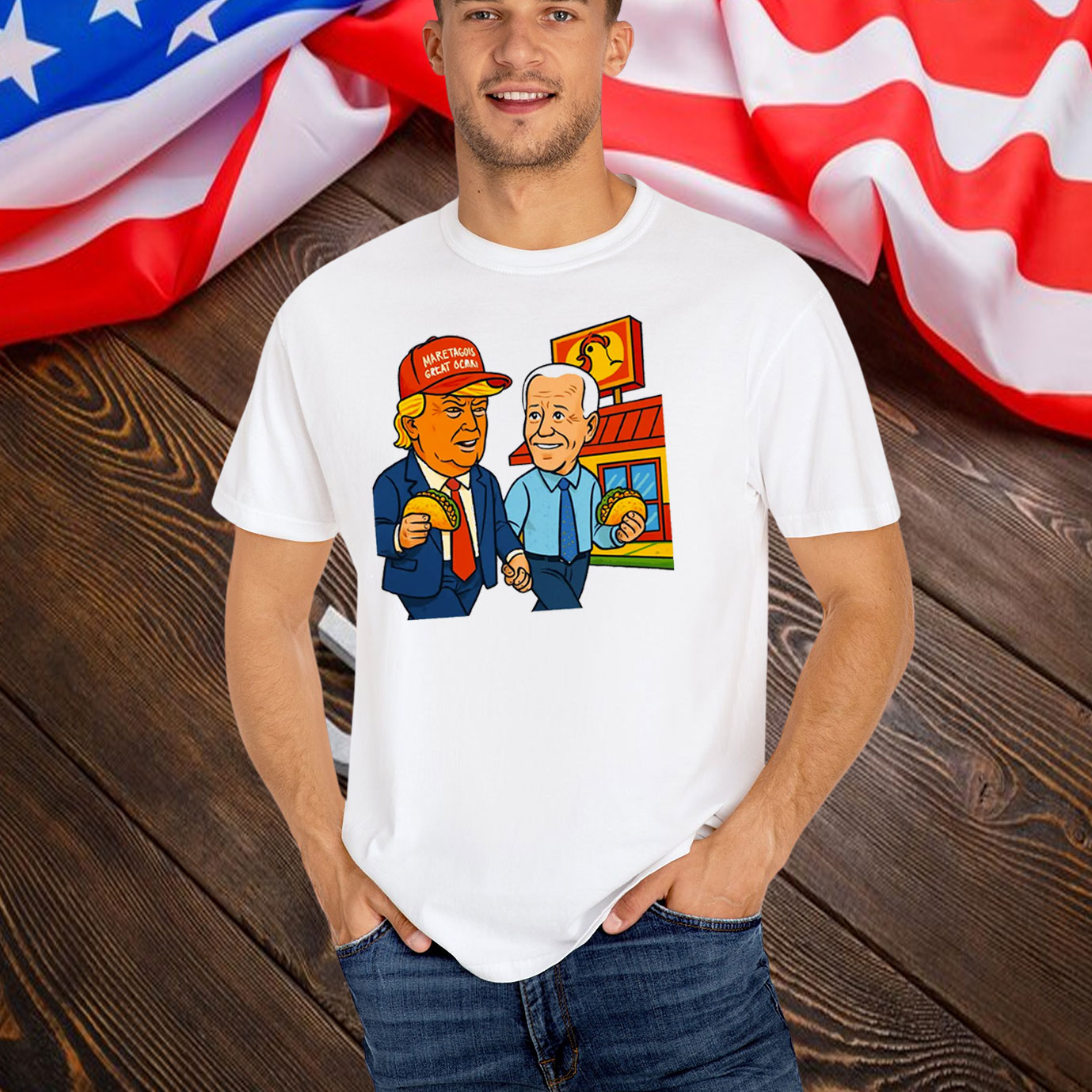 Let's Go Taco Trump vs Biden Always Chickens Out T-Shirt