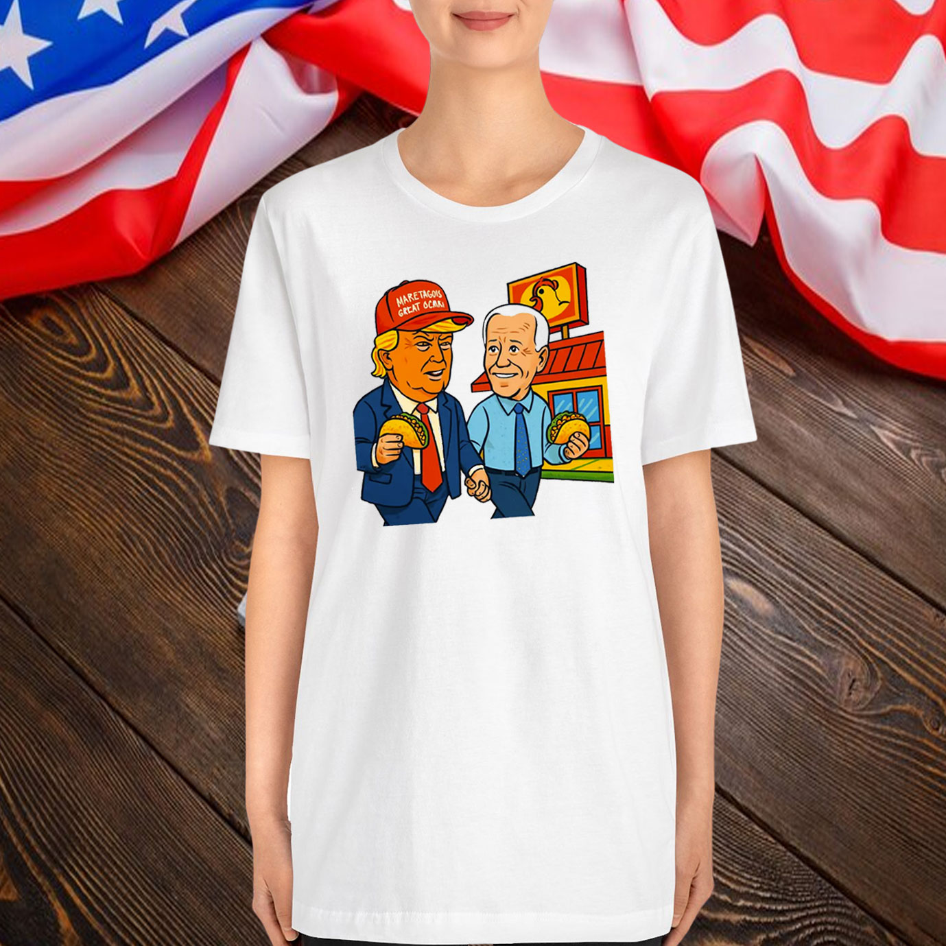 Let's Go Taco Trump vs Biden Always Chickens Out T-Shirt