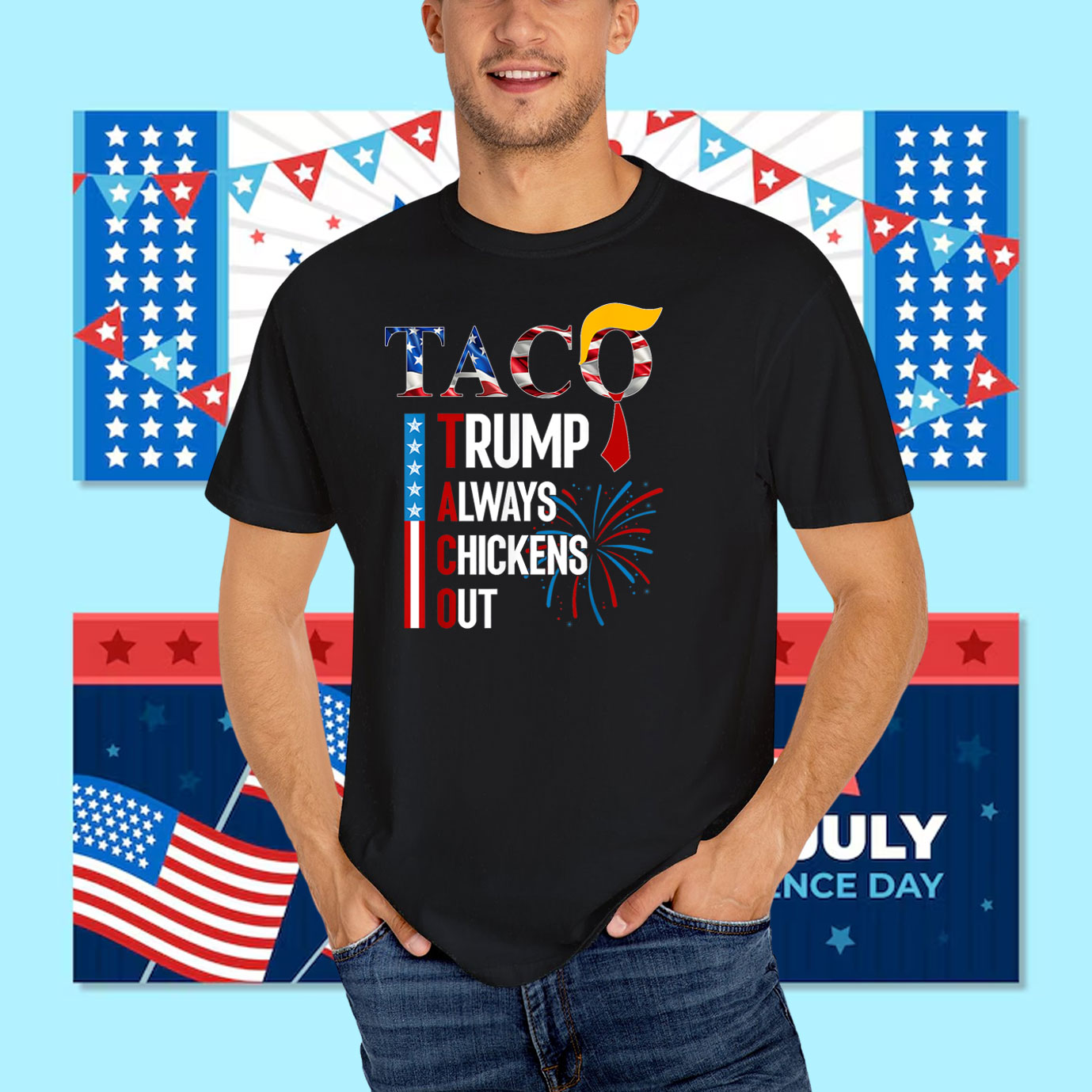 Official 2025 Taco Trump Always Chickens Out T-Shirt