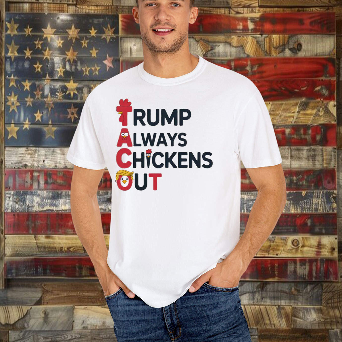 Taco Trump Always Chickens Out Meme T-Shirt