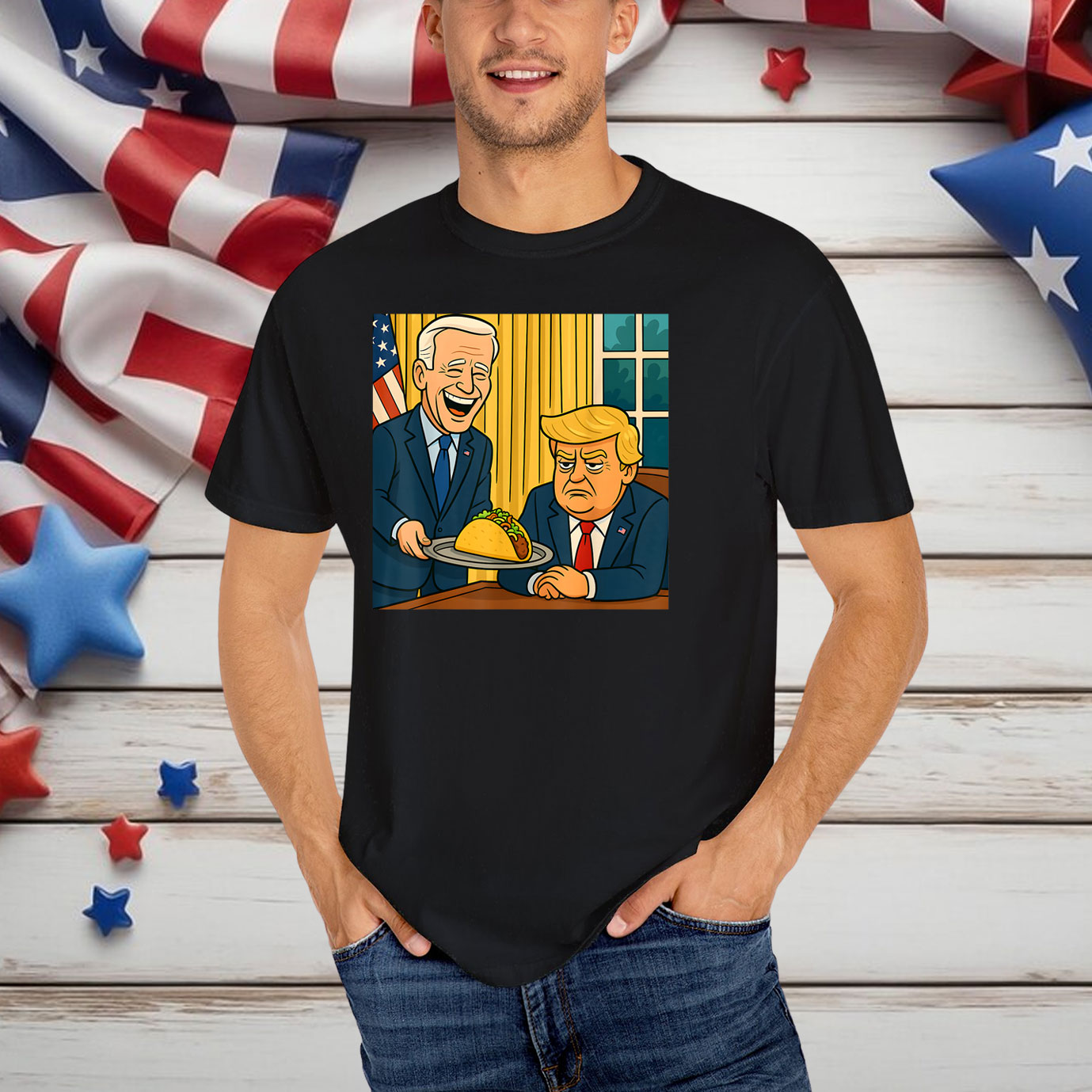 Trumps Always Chickens Out Funny Taco T-Shirt
